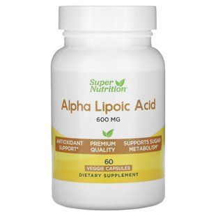 Super Nutrition, Alpha Lipoic Acid, 600 mg, 60 Veggie Capsules купить в Киеве и Украине