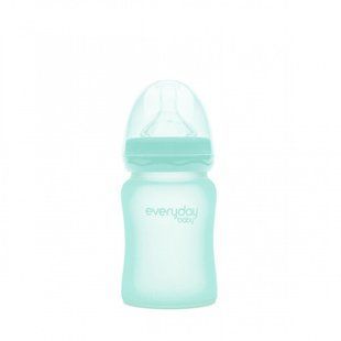 Стеклянная детская бутылочка с силиконовой защитой, мятный, 150 мл, Everyday Baby, 1 шт купить в Киеве и Украине