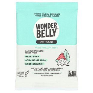 Wonderbelly, антацидний засіб, кавун і м&rsquo;ята, 3 жувальні таблетки