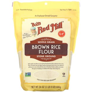 Bob's Red Mill, Мука из коричневого риса, цельнозерновые, 24 унции (680 г) купить в Киеве и Украине