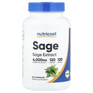 Nutricost, шалфей, 120 капсул (400 мг в 1 капсуле) купить в Киеве и Украине