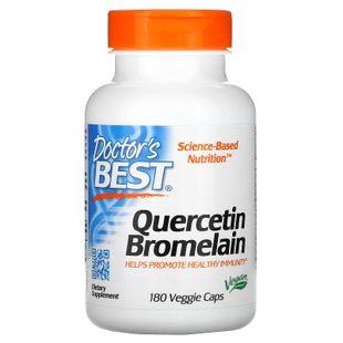 Кверцетин и Бромелаин, Quercetin Bromelain, Doctor's Best, 180 капсул купить в Киеве и Украине