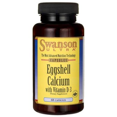 Яєчна шкарлупа кальцію з вітаміном D-3, Eggshell Calcium with Vitamin D-3, Swanson, 60 капсул