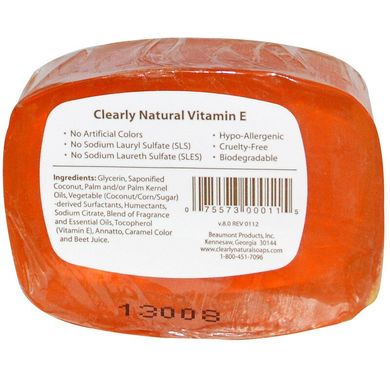 Essentials, чисте і натуральне гліцеринове мило з вітаміном Е, Clearly Natural, 4 унції (113 г)