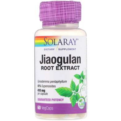 Екстракт кореня цзяогулана, Jiaogulan, Solaray, 410 мг, 60 капсул