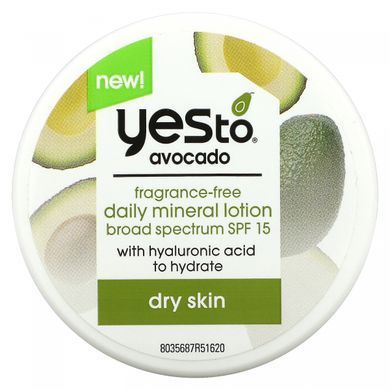 Yes To, Daily Mineral Lotion, SPF 15, авокадо, без ароматів, 1,7 рідких унцій (50 мл)