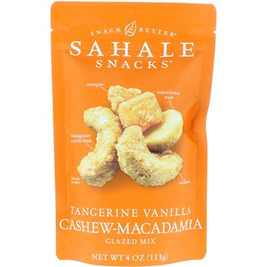 Глазурована суміш: мандарин, ваніль, кеш'ю і макадмія, Sahale Snacks, 4 унц (113 г)