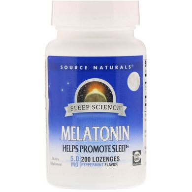 Мелатонін захист сну Source Naturals (Melatonin) зі смаком м'яти 5 мг 200 льодяників