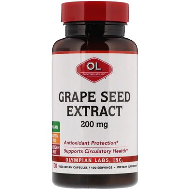 Екстракт виноградних кісточок Olympian Labs Inc. (Grape Seed Extract) 200 мг 100 капсул