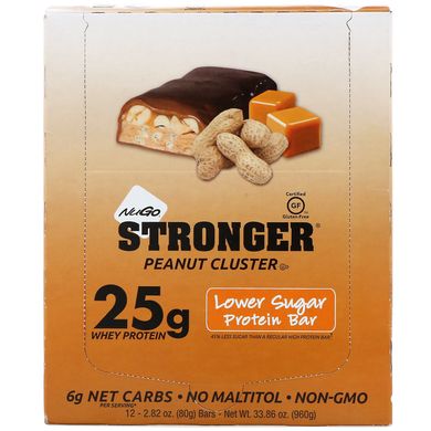 Stronger, арахисовый батончик, NuGo Nutrition, 12 батончиков, 80 г каждый купить в Киеве и Украине