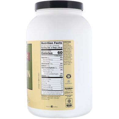 Сирий натуральний простий рисовий білок, NutriBiotic, 3 фунта (136 кг)