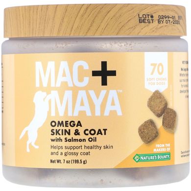 Омега для собак з лососевим жиром Nature's Bounty (Mac + Maya Omega Skin Coat) 219 мг 70 жувальних цукерок