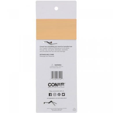 Copper Collection, easy combing comb, Conair, 1 pc.