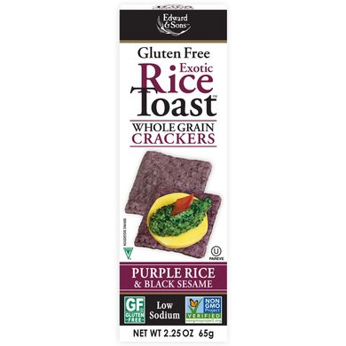 Тост з екзотичним рисом, Крекери з цілісного зерна, Фіолетовий рис і чорний кунжут, Edward & Sons, 2,25 унц (65 г)