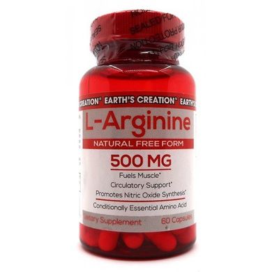 Аргінін Earth`s Creation (L-Arginine) 500 мг 60 капсул