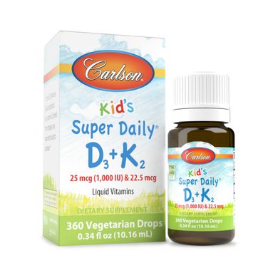 Kids Super Daily D3+K2 - 360 drops Carlson Laboratories