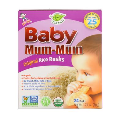 Baby Mum-Mum, Органічні сухарики ризику, Оригінальні, Hot Kid, 24 сухарика, 1,76 унції (50 г)