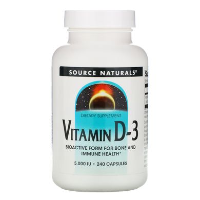 Вітамін D-3 Source Naturals (Vitamin D-3) 5000 МО 240 капсул