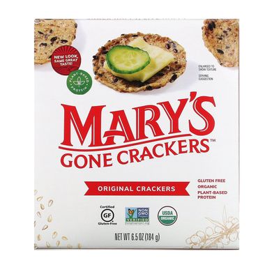 Оригінальні крекери з цільного зерна Mary's Gone Crackers (Original Crackers) 184 м