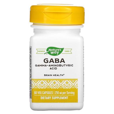 GABA, мозок / пам'ять, Enzymatic Therapy, 60 рослинних капсул