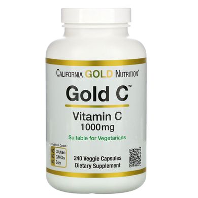 Вітамін C California Gold Nutrition (Gold C Vitamin C) 1000 мг 240 рослинних капсул