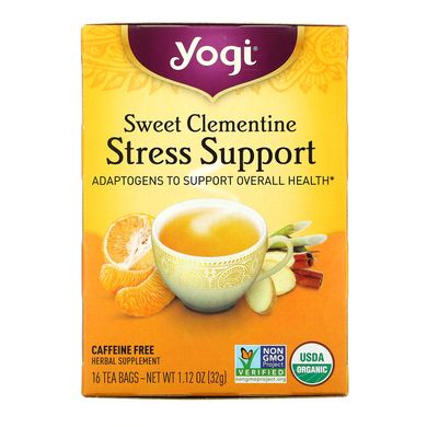 Підтримка при стресі, солодкий клементин, без кофеїну, Yogi Tea, 16 чайних пакетиків, 1,12 унції (32 г)
