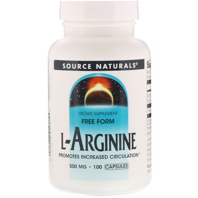 L-аргинин, в свободной форме, L-Arginine, Source Naturals, 500 мг, 100 капсул купить в Киеве и Украине