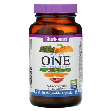 Чоловічі мультивітаміни, Men's ONE, Whole Food-Based Multiple, Bluebonnet Nutrition, 90 вегетаріанських капсул