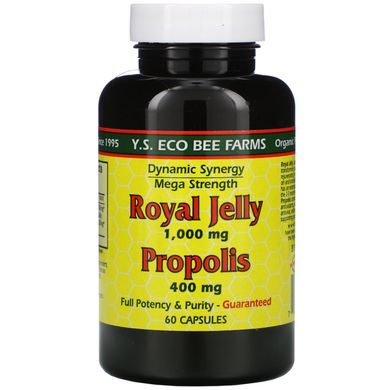 Маточное молочко и прополис Y.S. Eco Bee Farms (Royal jelly Propolis) 1000 мг/400 мг 60 капсул купить в Киеве и Украине