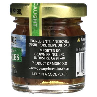 Плоске філе анчоусів Crown Prince Natural (Flat Anchovy Fillets) 43 г в чистій оливковій олії