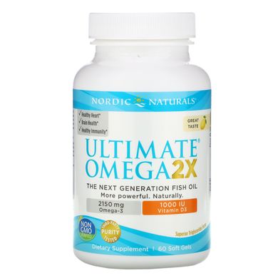 Ultimate Omega2X з вітаміном D3, смак лимону, Nordic Naturals, 60 м'яких капсул