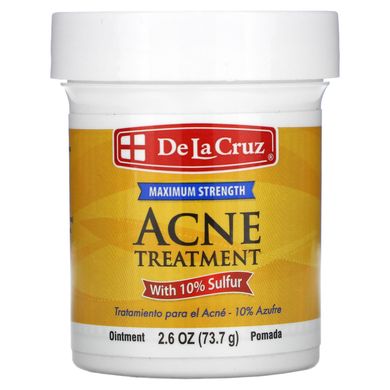 Сіркова мазь лікування акне максимальний ефект De La Cruz (Acne Treatment Ointment with 10% Sulfur Maximum Strength) 73,7 г