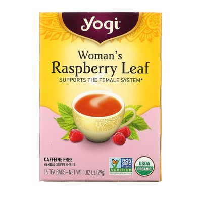 Чай з листя малини без кофеїну Yogi Tea (Woman's Raspberry Leaf) 16 чайних пакетиків 29 г