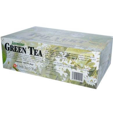 Легенди Китаю, зелений чай, з жасмином, Uncle Lee's Tea, 100 пакетиків, 5,64 унції (160 г)