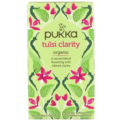 Organic Tulsi Clarity, Caffeine-Free, Pukka Herbs, 3 Pack, 20 Herbal Tea Sachets Each купить в Киеве и Украине