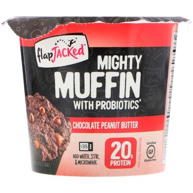 Mighty Muffin з пробіотиками, зі смаком шоколадного арахісового масла (FlapJacked, 55 г)