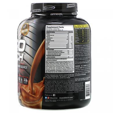 Сироватковий ізолят для нарощування сухої м'язової маси Muscletech (Nitro Tech Whey Isolate Lean Muscle Builder) 1.8 кг зі смаком капучино