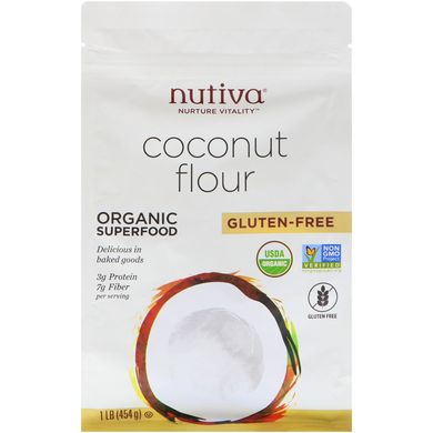 Органічне кокосове борошно, Nutiva, 1 фунт (454 г)
