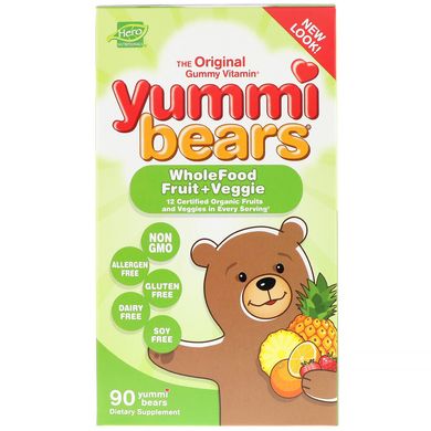 Натуральна їжа і антиоксиданти для дітей Hero Nutritional Products (Yummi Bears) 90 штук