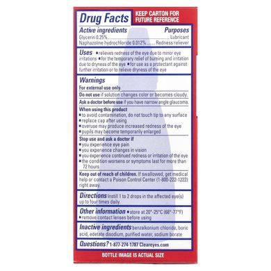 Очні краплі для змащення та зняття почервоніння Clear Eyes (Lubricant Eye Drops) 15 мл