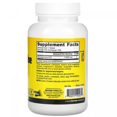 Глюкозамин и HCI, Glucosamine HCI Mega, Jarrow Formulas, 1000 мг, 100 таблеток купить в Киеве и Украине