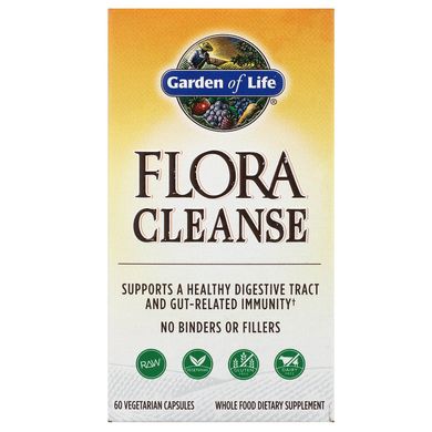 Ферментативна суміш: сирі вітаміни і волокна Garden of Life (Flora Cleanse) 60 капсул