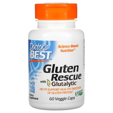 Спасение от глютена, Gluten Rescue with Glutalytic, Doctor's Best, 60 вегетаріанських капсул