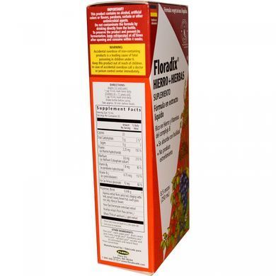 Флорадікс (Floradix), залізо + лікарські трави, рідкий екстракт, Flora, 8,5 рідких унцій (250 мл)