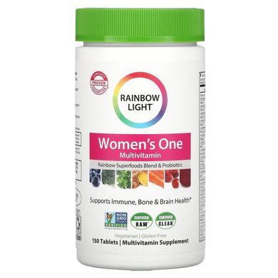 Мультивітаміни для жінок на харчовій основі, Women's One Multivitamin, Rainbow Light, 150 таблеток