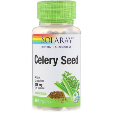 Насіння селери, Celery Seed, Solaray, 505 мг, 100 рослинних капсул