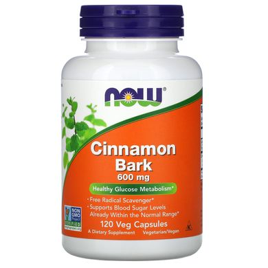 Кора кориці Now Foods (Cinnamon Bark Glucose Metabolism Support) 600 мг 120 капсул