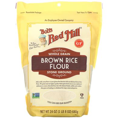 Bob's Red Mill, Борошно з коричневого рису, цільнозернові, 24 унції (680 г)