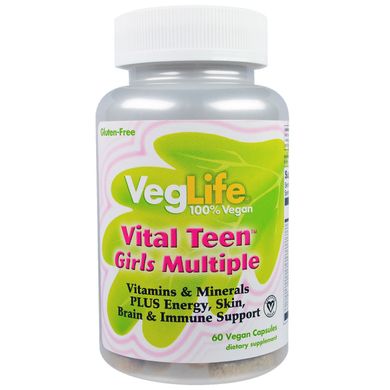 Vital Teen, вітамінний комплекс для дівчаток, VegLife, 60 вегетаріанських капсул