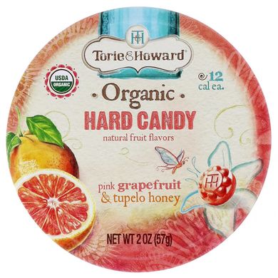 Органічні льодяники, рожевий грейпфрут і мед Тупело, Torie,Howard, 57 г (2 унції)